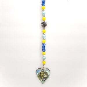 Artisan Colorful Beaded Suncatcher Engraved Ceramic Heart Let Your Light Shine